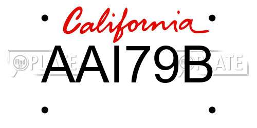 AAI79B California License Plate