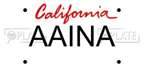 AAINA California License Plate