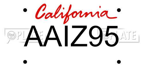 AAIZ95 California License Plate
