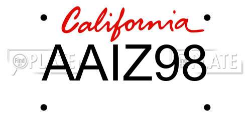 AAIZ98 California License Plate