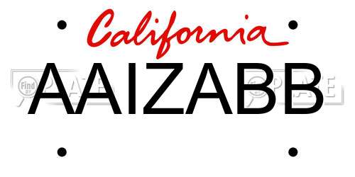AAIZABB California License Plate