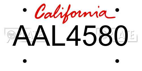 AAL4580 California License Plate