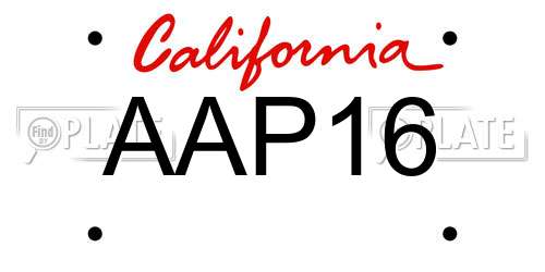 AAP16 California License Plate