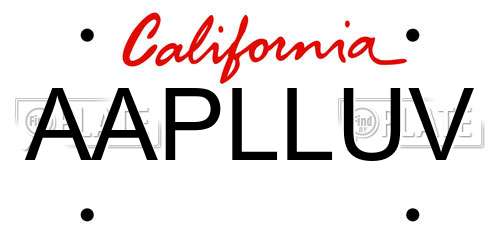 AAPLLUV California License Plate