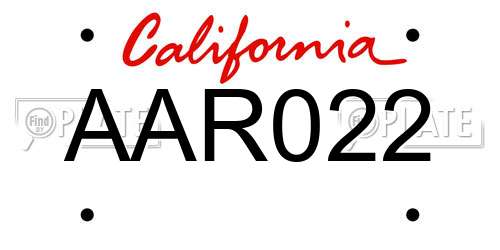 AAR022 California License Plate