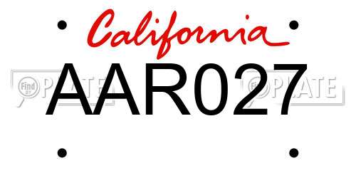AAR027 California License Plate