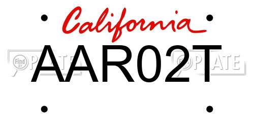 AAR02T California License Plate