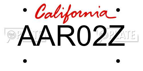 AAR02Z California License Plate