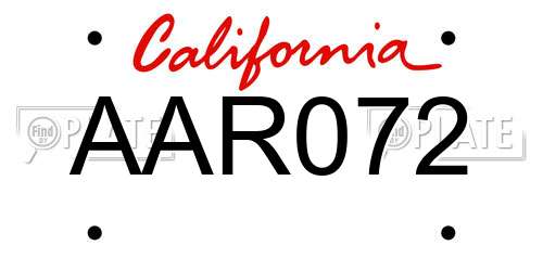 AAR072 California License Plate