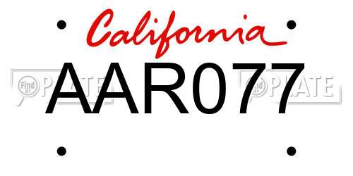 AAR077 California License Plate