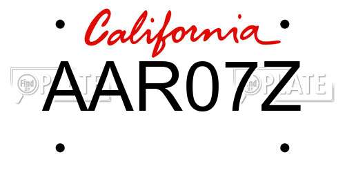 AAR07Z California License Plate