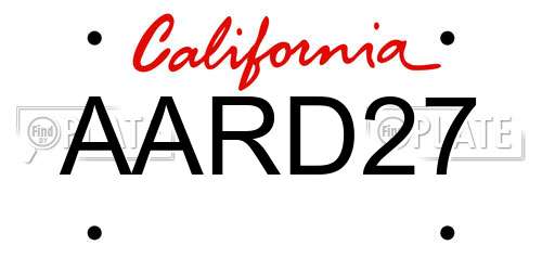 AARD27 California License Plate