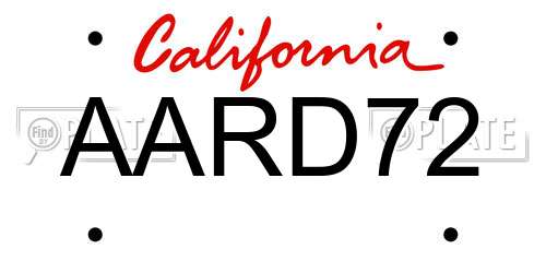 AARD72 California License Plate