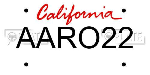 AARO22 California License Plate
