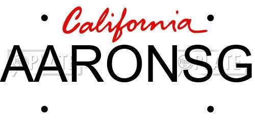 AARONSG California License Plate