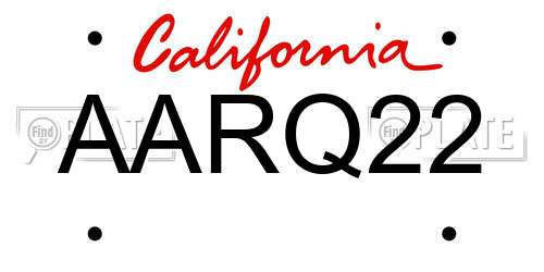 AARQ22 California License Plate