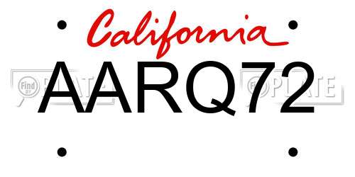 AARQ72 California License Plate