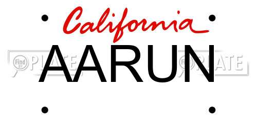 AARUN California License Plate