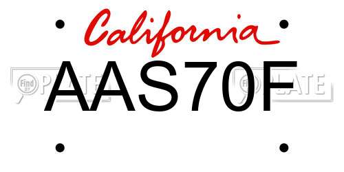AAS70F California License Plate