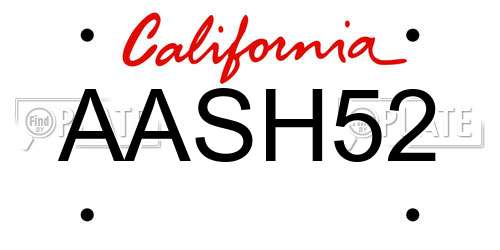 AASH52 California License Plate