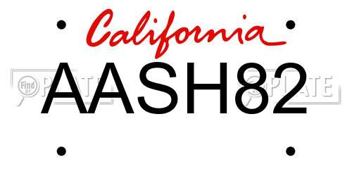 AASH82 California License Plate