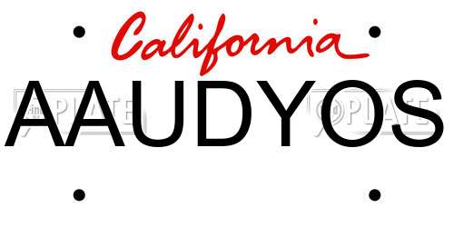 AAUDYOS California License Plate