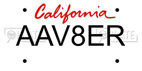 AAV8ER California License Plate
