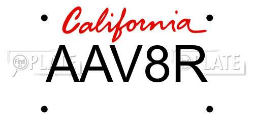 AAV8R California License Plate