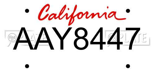 AAY8447 California License Plate