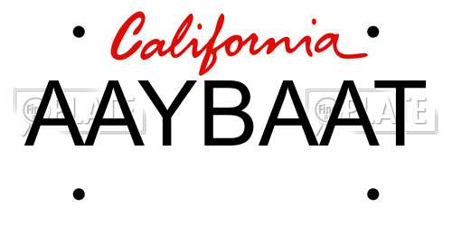 AAYBAAT California License Plate