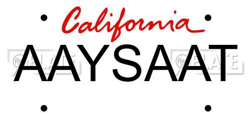AAYSAAT California License Plate