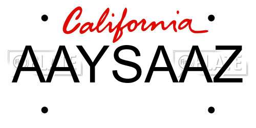 AAYSAAZ California License Plate