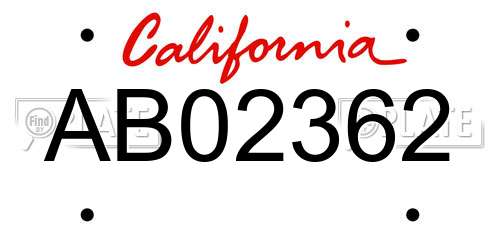 AB02362 California License Plate