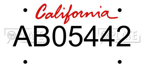 AB05442 California License Plate