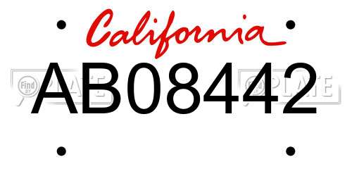 AB08442 California License Plate