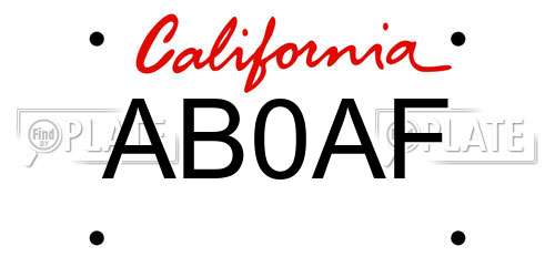 AB0AF California License Plate