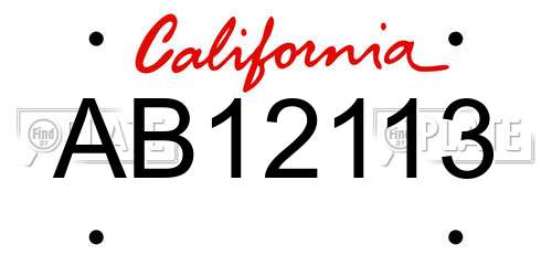 AB12113 California License Plate