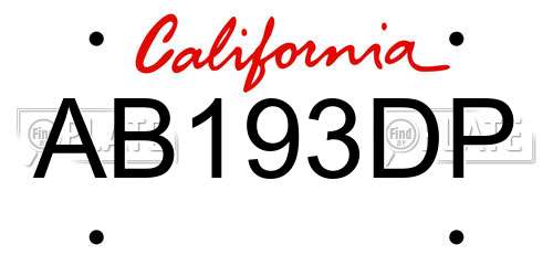 AB193DP California License Plate