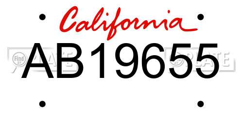 AB19655 California License Plate