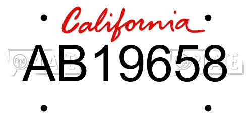 AB19658 California License Plate