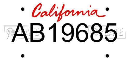 AB19685 California License Plate