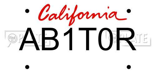 AB1T0R California License Plate