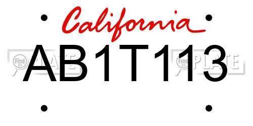 AB1T113 California License Plate