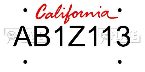 AB1Z113 California License Plate