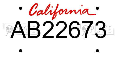 AB22673 California License Plate
