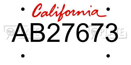 AB27673 California License Plate