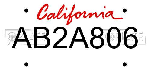 AB2A806 California License Plate