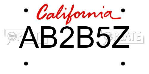 AB2B5Z California License Plate