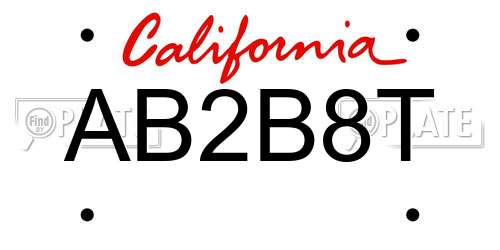 AB2B8T California License Plate