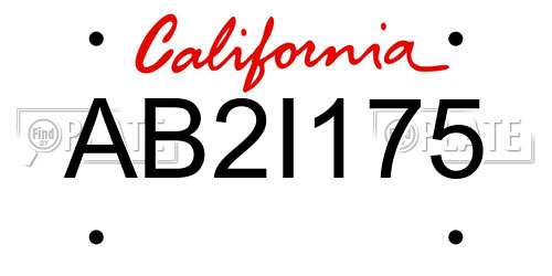 AB2I175 California License Plate